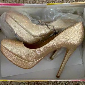 champagne glitter heels